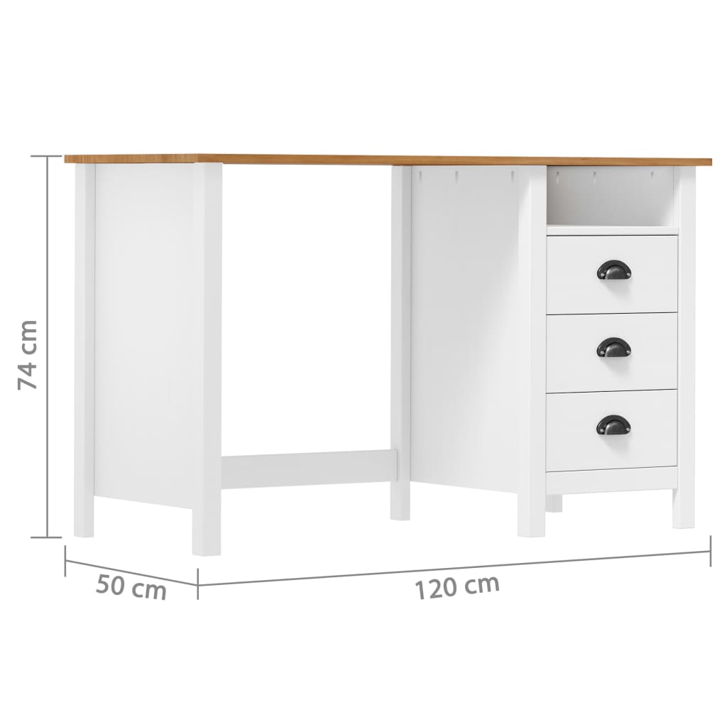 Schreibtisch mit 3 Schubladen 120×50×74 cm Massivholz Kiefer