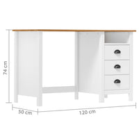 Thumbnail for Schreibtisch mit 3 Schubladen 120×50×74 cm Massivholz Kiefer