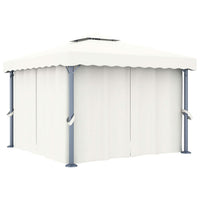 Thumbnail for Pavillon mit Vorhang 3x3 m Cremeweiß Aluminium