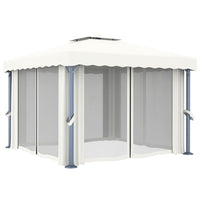 Thumbnail for Pavillon mit Vorhang 3x3 m Cremeweiß Aluminium