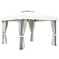 Thumbnail for Pavillon mit Vorhang 3x3 m Cremeweiß Aluminium