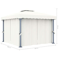 Thumbnail for Pavillon mit Vorhang 3x3 m Cremeweiß Aluminium