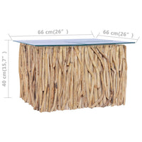 Thumbnail for Couchtisch mit Glasplatte 66x66x40 cm Massivholz Teak
