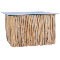 Thumbnail for Couchtisch mit Glasplatte 66x66x40 cm Massivholz Teak