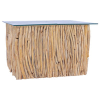 Thumbnail for Couchtisch mit Glasplatte 66x66x40 cm Massivholz Teak