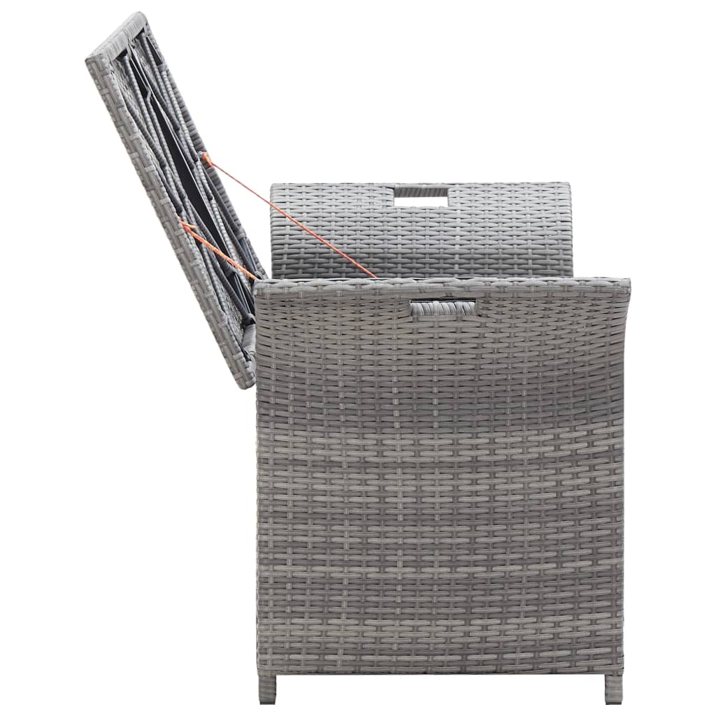 Truhenbank mit Auflage Grau 138 cm Poly Rattan
