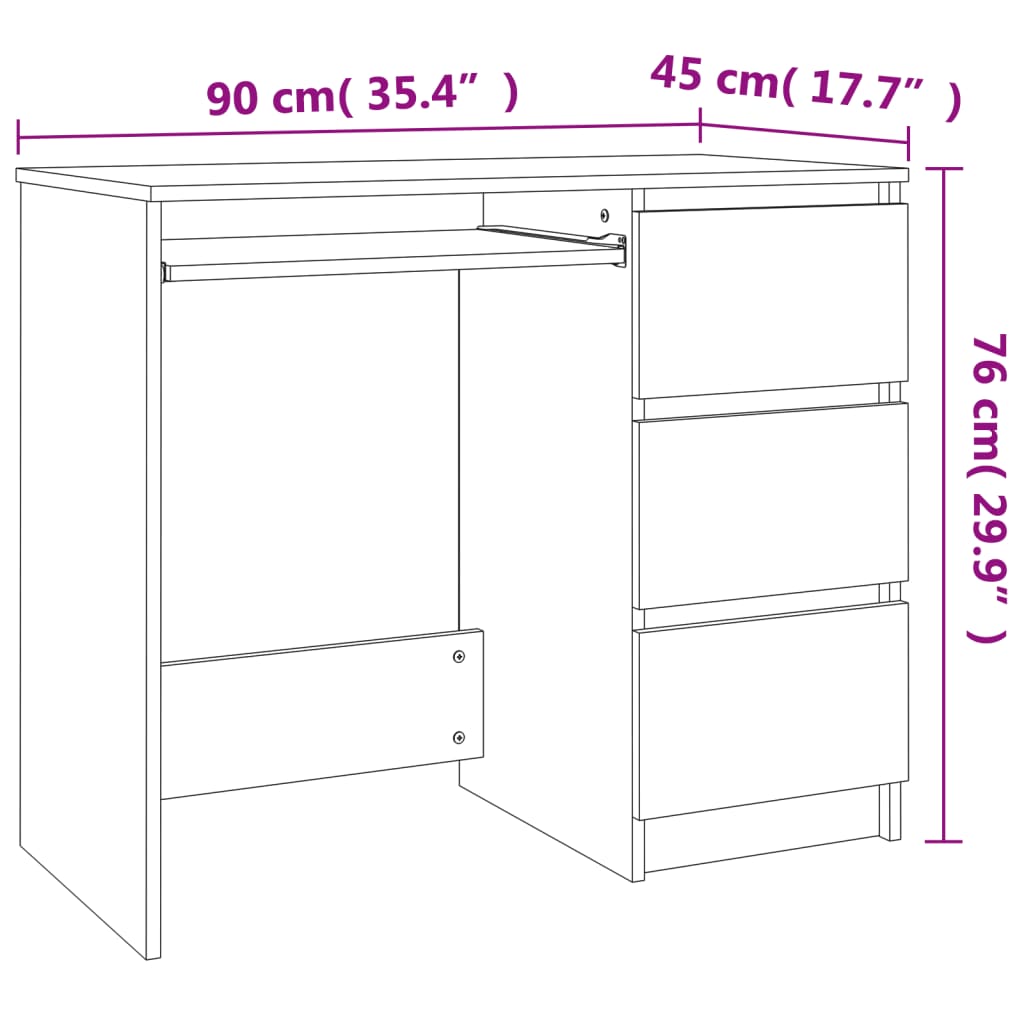Schreibtisch Betongrau 90x45x76 cm Holzwerkstoff