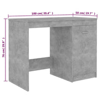 Thumbnail for Schreibtisch Betongrau 100x50x76 cm Holzwerkstoff