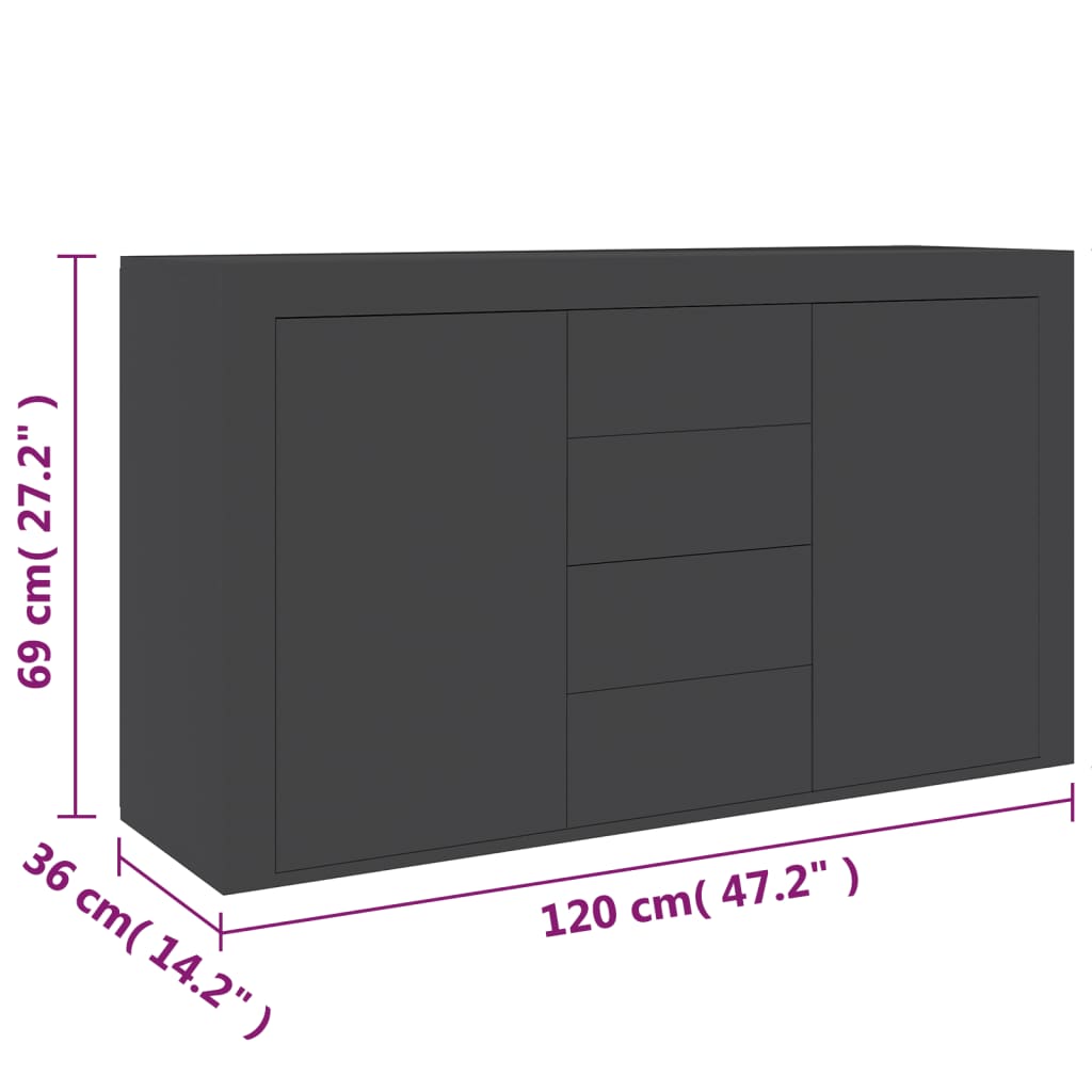 Sideboard Grau 120x36x69 cm Holzwerkstoff