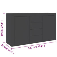 Thumbnail for Sideboard Grau 120x36x69 cm Holzwerkstoff