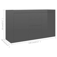 Thumbnail for Sideboard Hochglanz-Grau 120x36x69 cm Holzwerkstoff