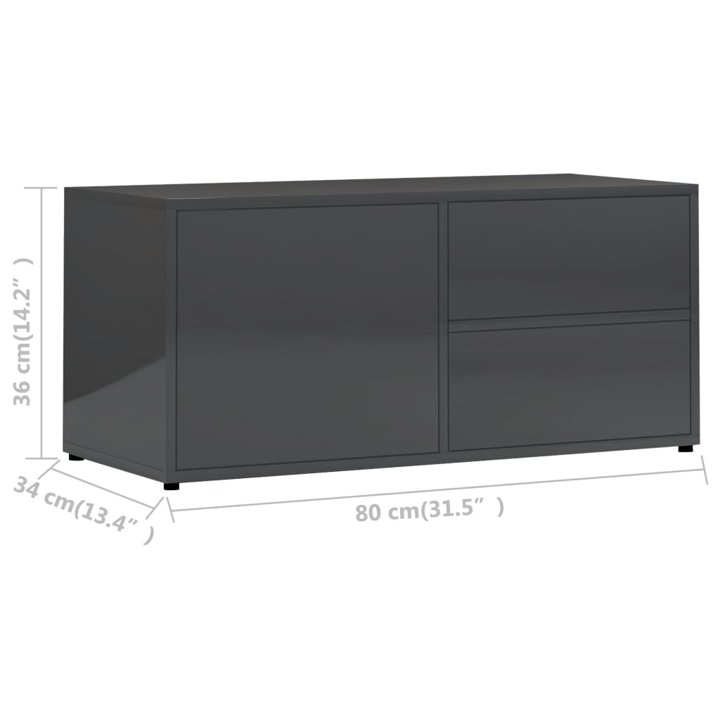 TV-Schrank Hochglanz-Grau 80x34x36 cm Holzwerkstoff
