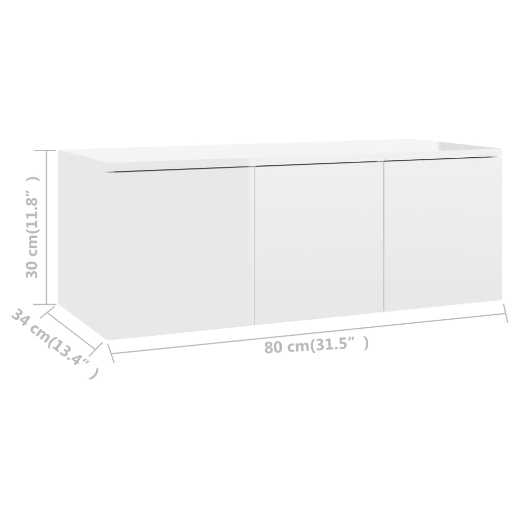 TV-Schrank Hochglanz-Weiß 80x34x30 cm Holzwerkstoff