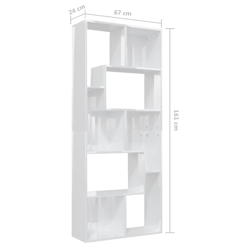 Bücherregal Hochglanz-Weiß 67x24x161 cm Holzwerkstoff