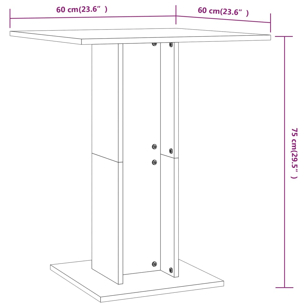 Bistrotisch Hochglanz-Weiß 60x60x75 cm Holzwerkstoff