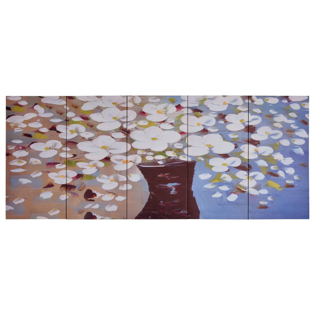 Leinwandbild-Set Blumen in Vase Mehrfarbig 200×80 cm