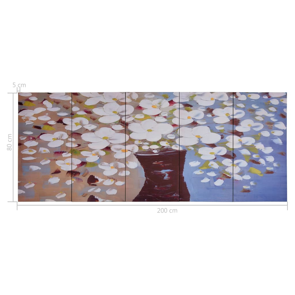 Leinwandbild-Set Blumen in Vase Mehrfarbig 200×80 cm