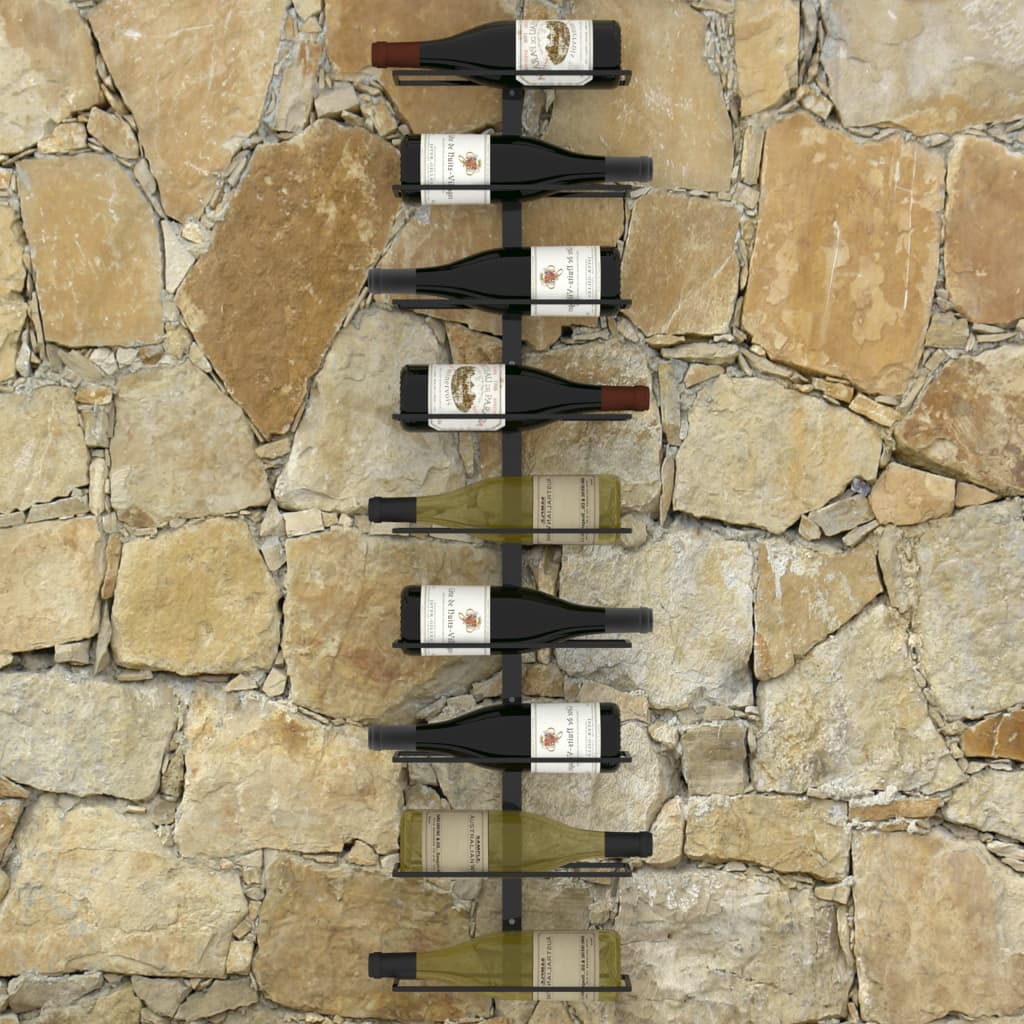 Wand-Weinregal für 9 Flaschen Schwarz Eisen