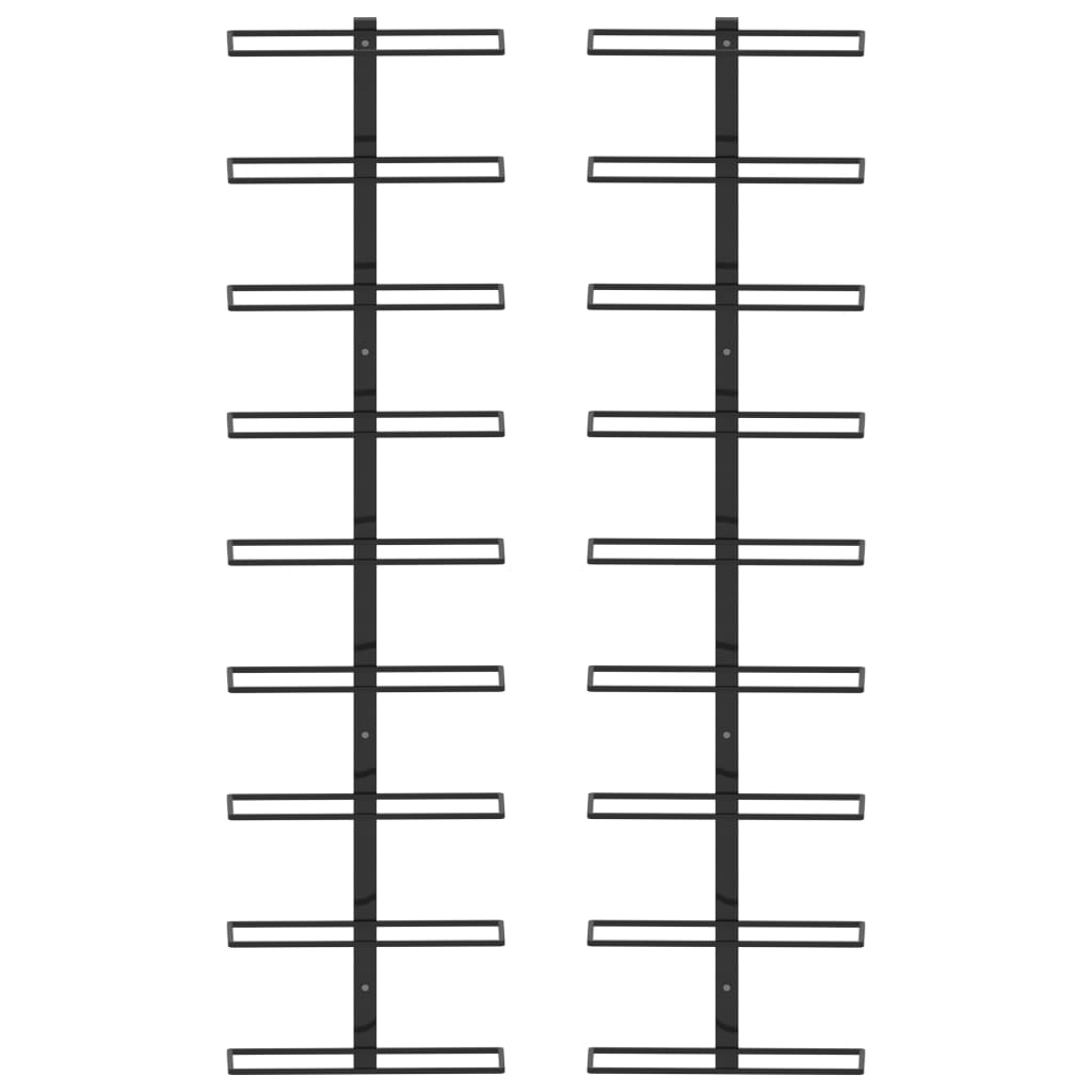 Wand-Weinregale für 18 Flaschen 2 Stk. Schwarz Eisen
