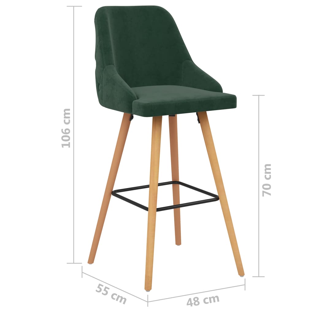 Barhocker 2 Stk. Dunkelgrün Samt