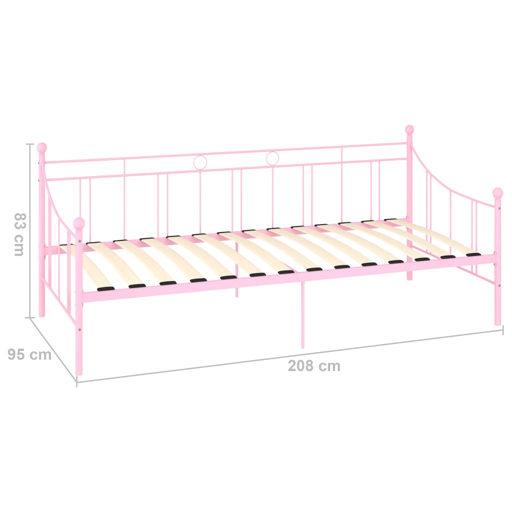 Tagesbett-Rahmen Rosa Metall 90×200 cm