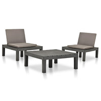 Thumbnail for 3-tlg. Garten-Lounge-Set Kunststoff Anthrazit