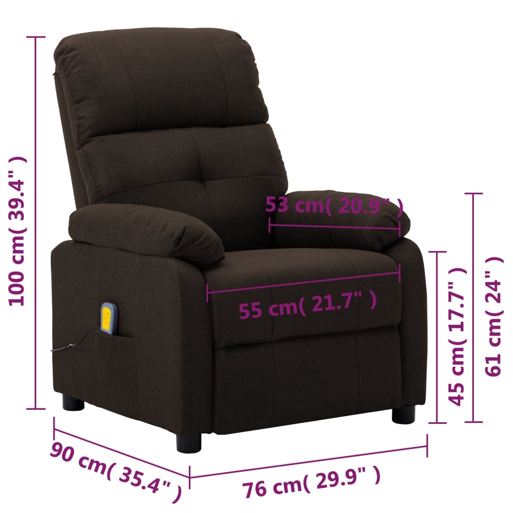 Massagesessel Dunkelbraun Stoff