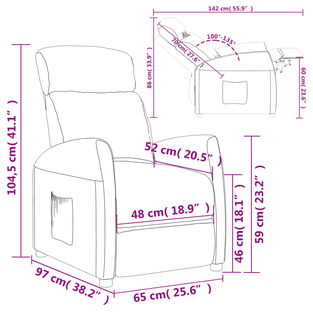 Relaxsessel Dunkelbraun Stoff