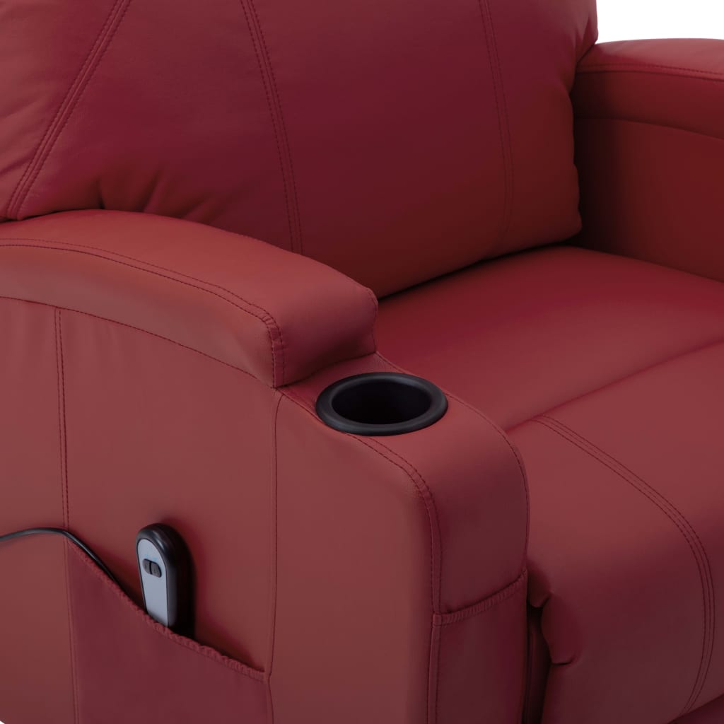 Aufstehsessel Weinrot Kunstleder