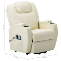 Thumbnail for Massagesessel mit Aufstehhilfe Cremeweiß Kunstleder