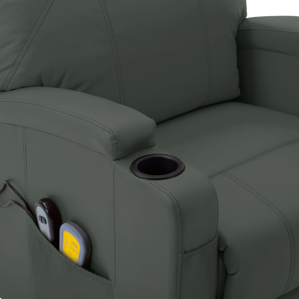 Massagesessel mit Aufstehhilfe Anthrazit Kunstleder