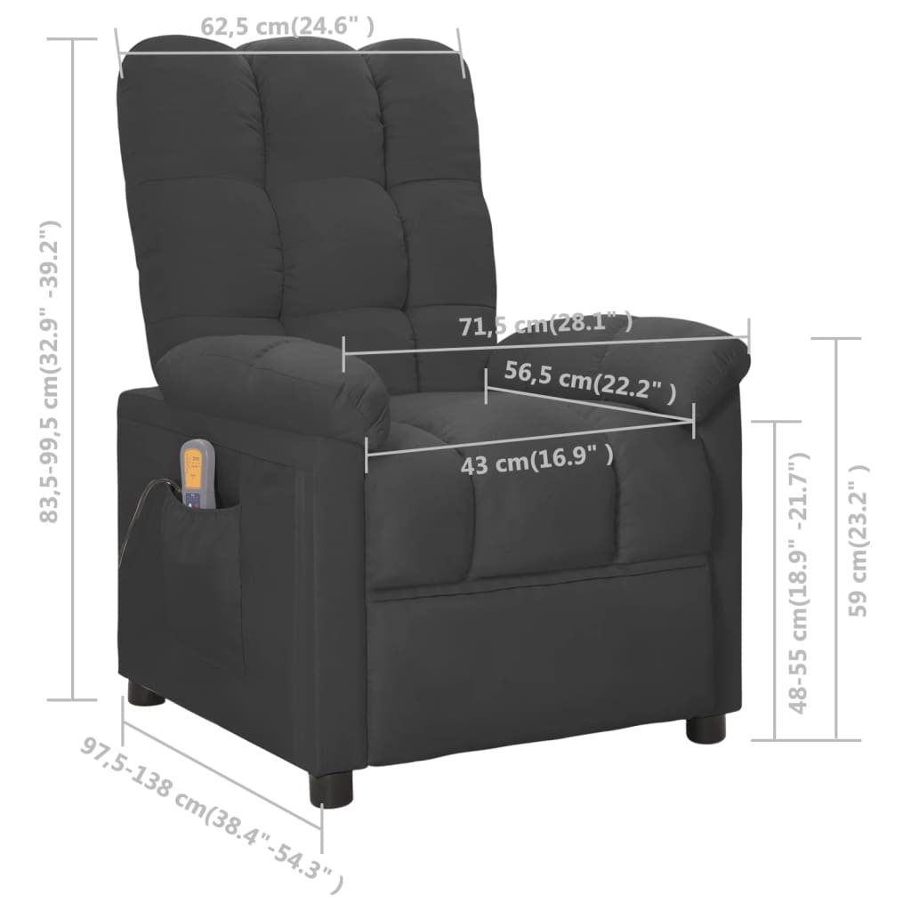 Massagesessel Dunkelgrau Stoff