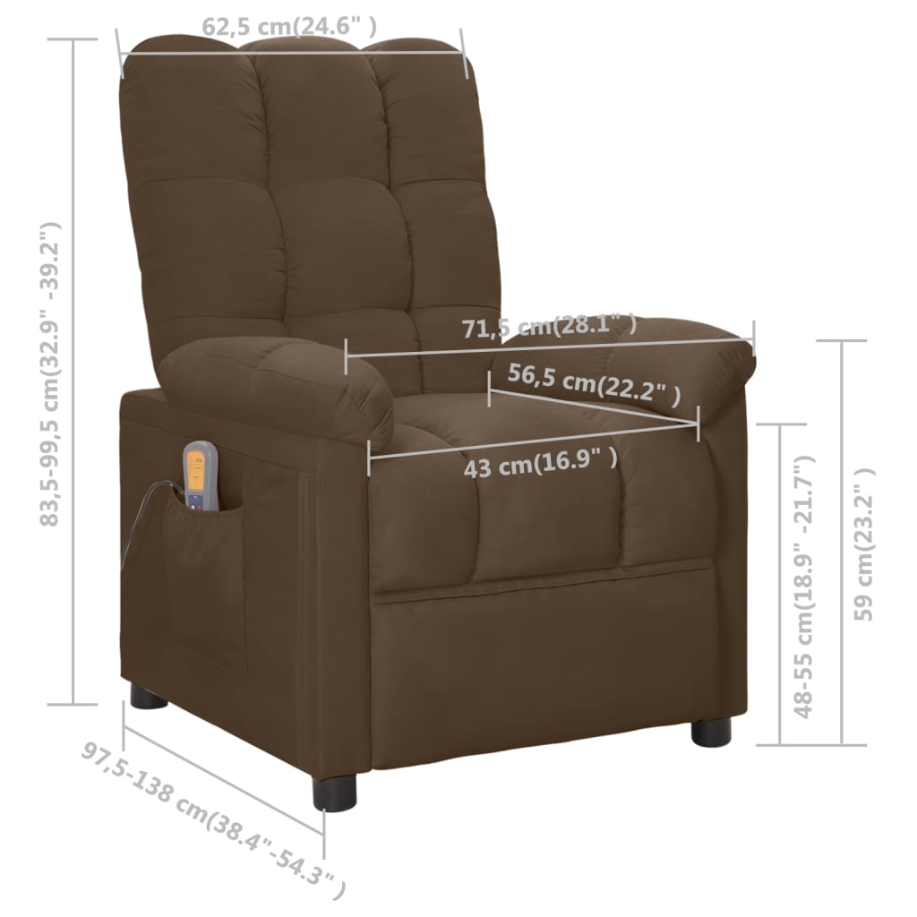 Massagesessel Braun Stoff