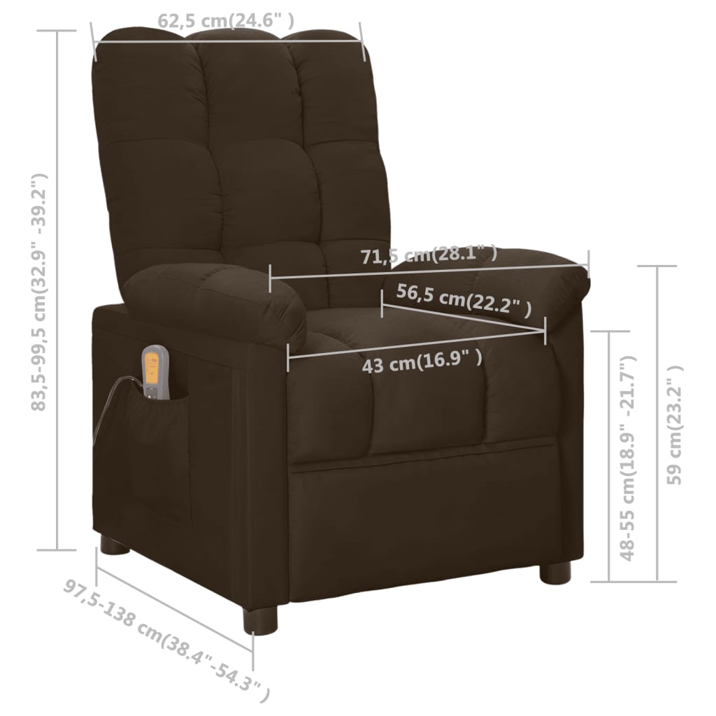 Massagesessel Dunkelbraun Stoff