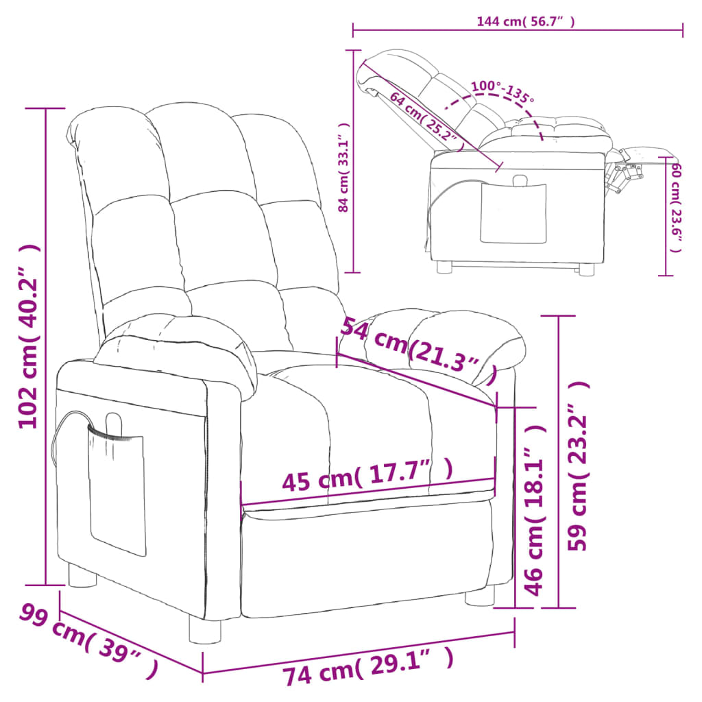 Massagesessel Taupe Stoff
