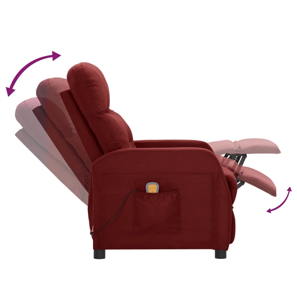 Massagesessel Weinrot Stoff