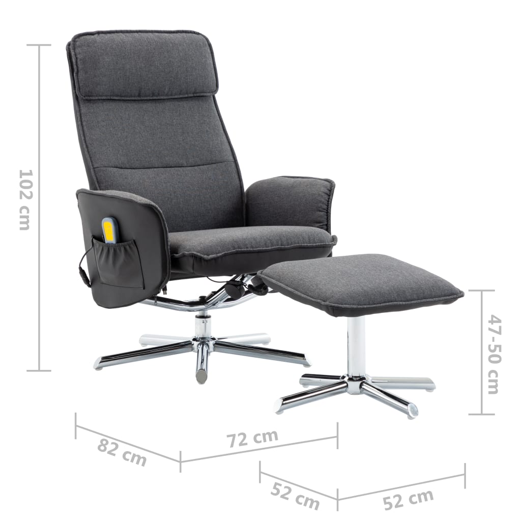 Massagesessel mit Fußhocker Dunkelgrau und Schwarz Stoff