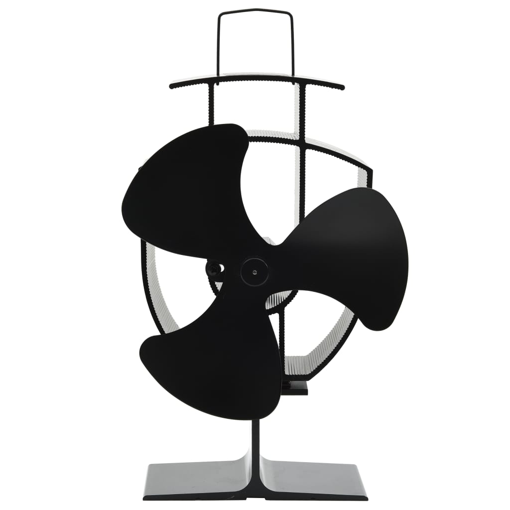 Wärmebetriebener Kaminventilator 3 Blätter Schwarz