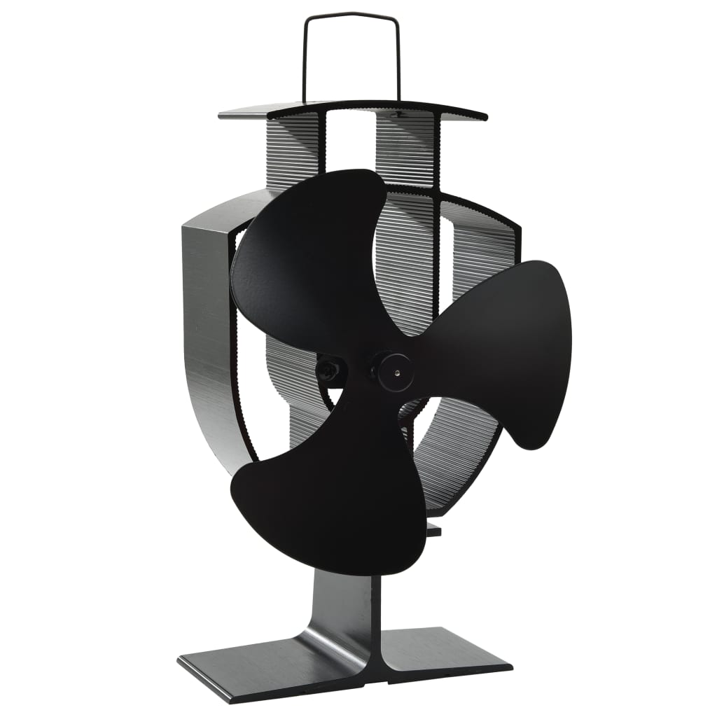 Wärmebetriebener Kaminventilator 3 Blätter Schwarz