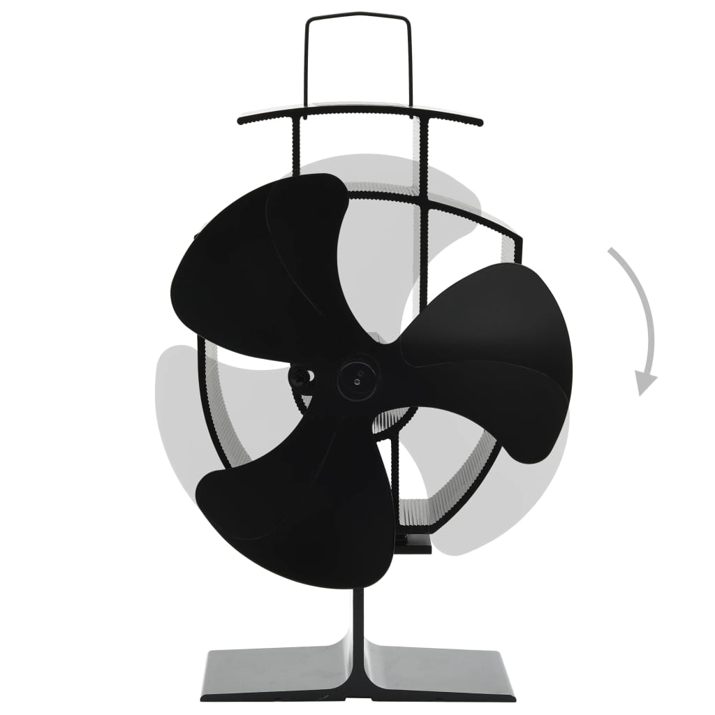 Wärmebetriebener Kaminventilator 3 Blätter Schwarz