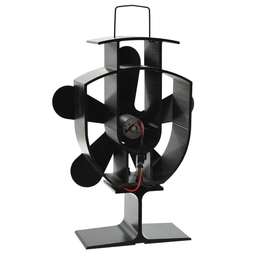 Wärmebetriebener Kaminventilator 5 Blätter Schwarz