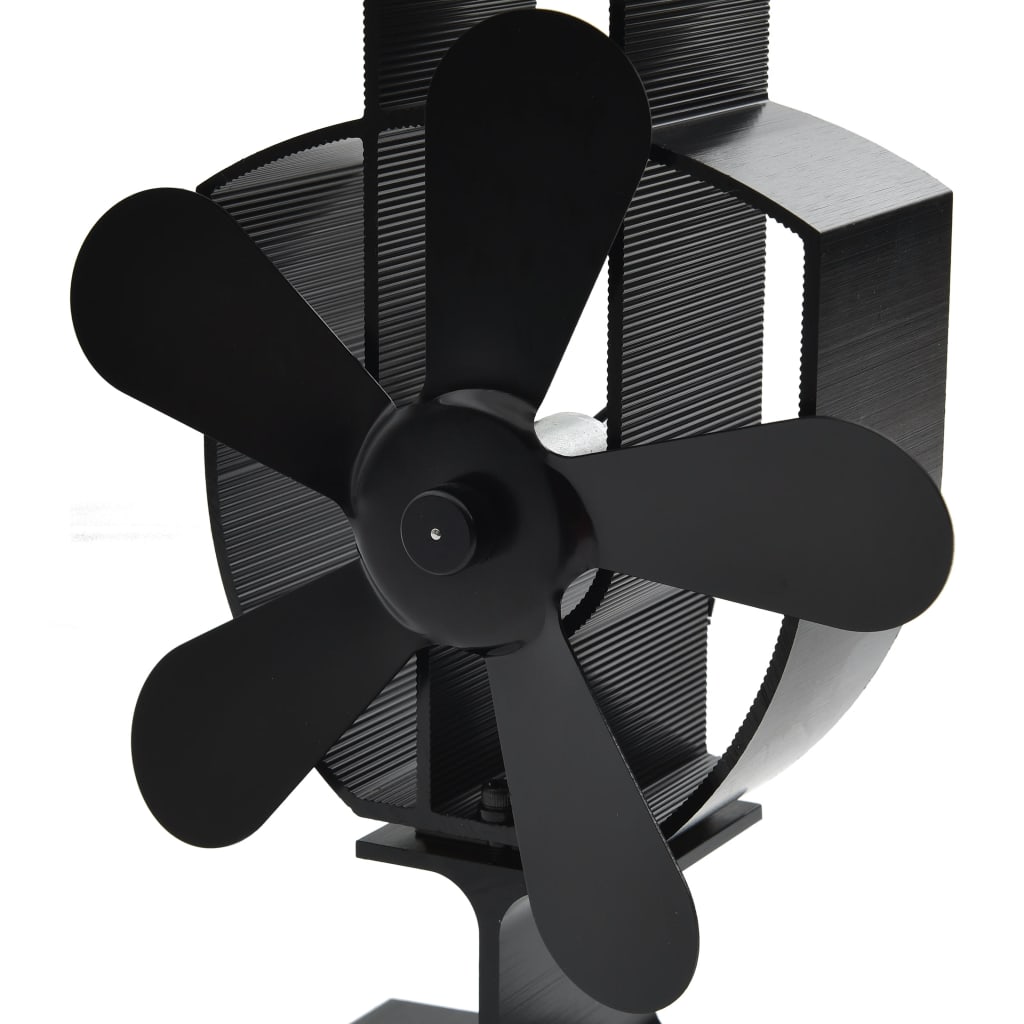 Wärmebetriebener Kaminventilator 5 Blätter Schwarz