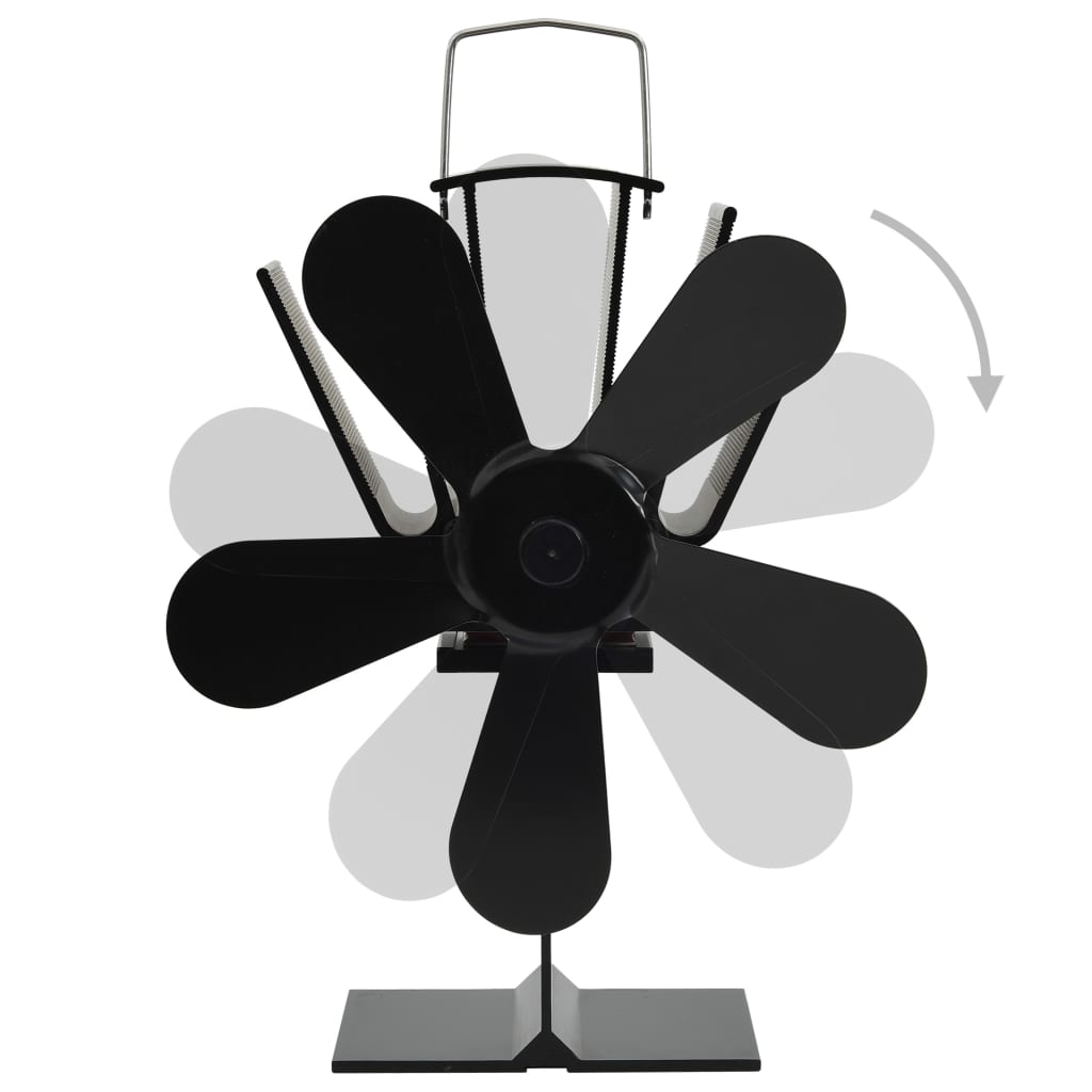 Wärmebetriebener Kaminventilator 5 Blätter Schwarz