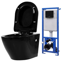 Thumbnail for Hänge-Toilette mit Unterputzspülkasten Keramik Schwarz