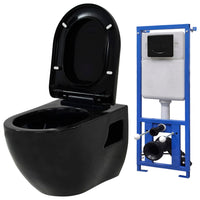 Thumbnail for Hänge-Toilette mit Unterputzspülkasten Keramik Schwarz