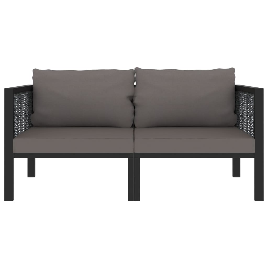 2-Sitzer-Sofa mit Auflage Anthrazit Poly Rattan