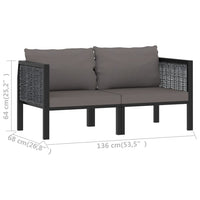 Thumbnail for 2-Sitzer-Sofa mit Auflage Anthrazit Poly Rattan