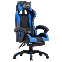 Thumbnail for Gaming-Stuhl mit Fußstütze Blau und Schwarz Kunstleder