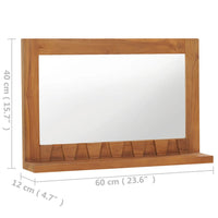 Thumbnail for Wandspiegel mit Regal 60×12×40 cm Teak Massivholz