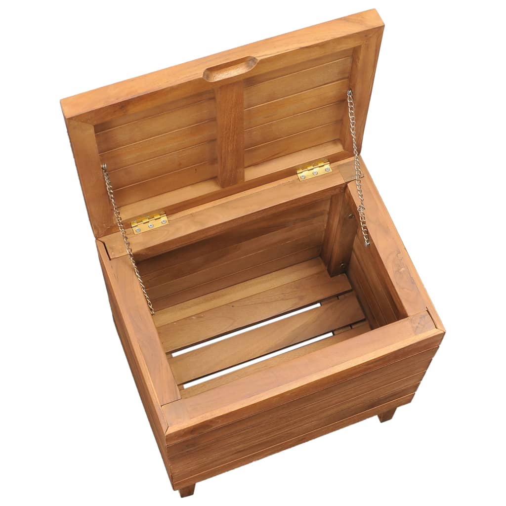Wäschekorb 40×30×45 cm Teak Massivholz